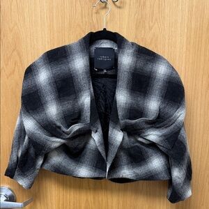 Robert Rodriguez Black & White Ombre Plaid Cropped Jacket